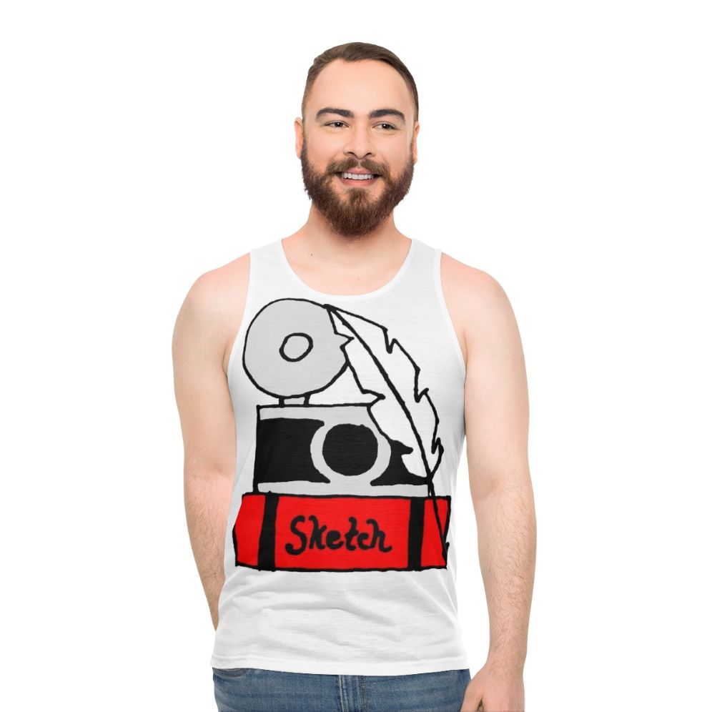 Hobbies Unisex Tank Top with Sketch, Sketchbook, and Camera Designs