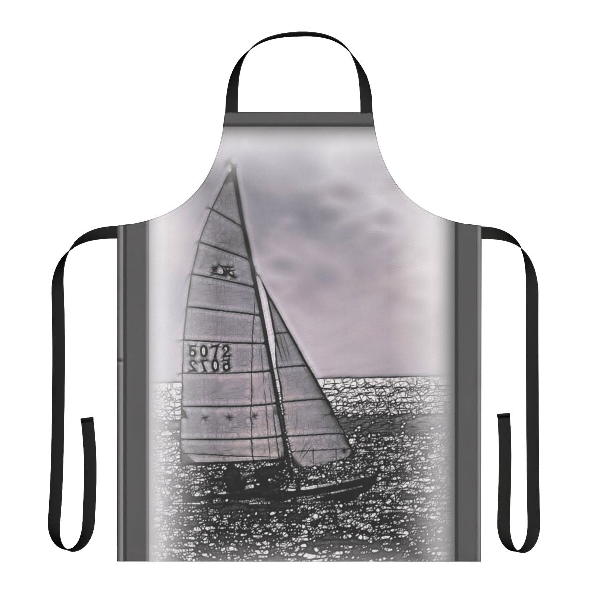 Hobie-inspired sailing apron with ocean, water, and wind motifs