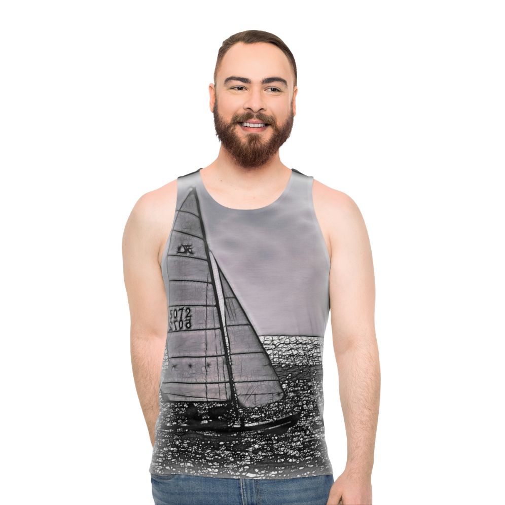 Hobie unisex tank top with ocean and sailing design