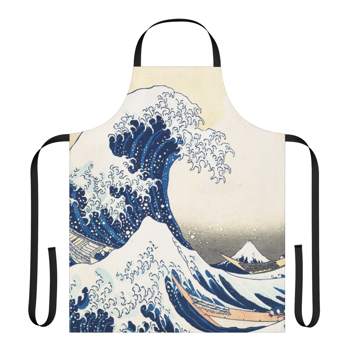 Hokusai-inspired Japanese wave art printed on an apron