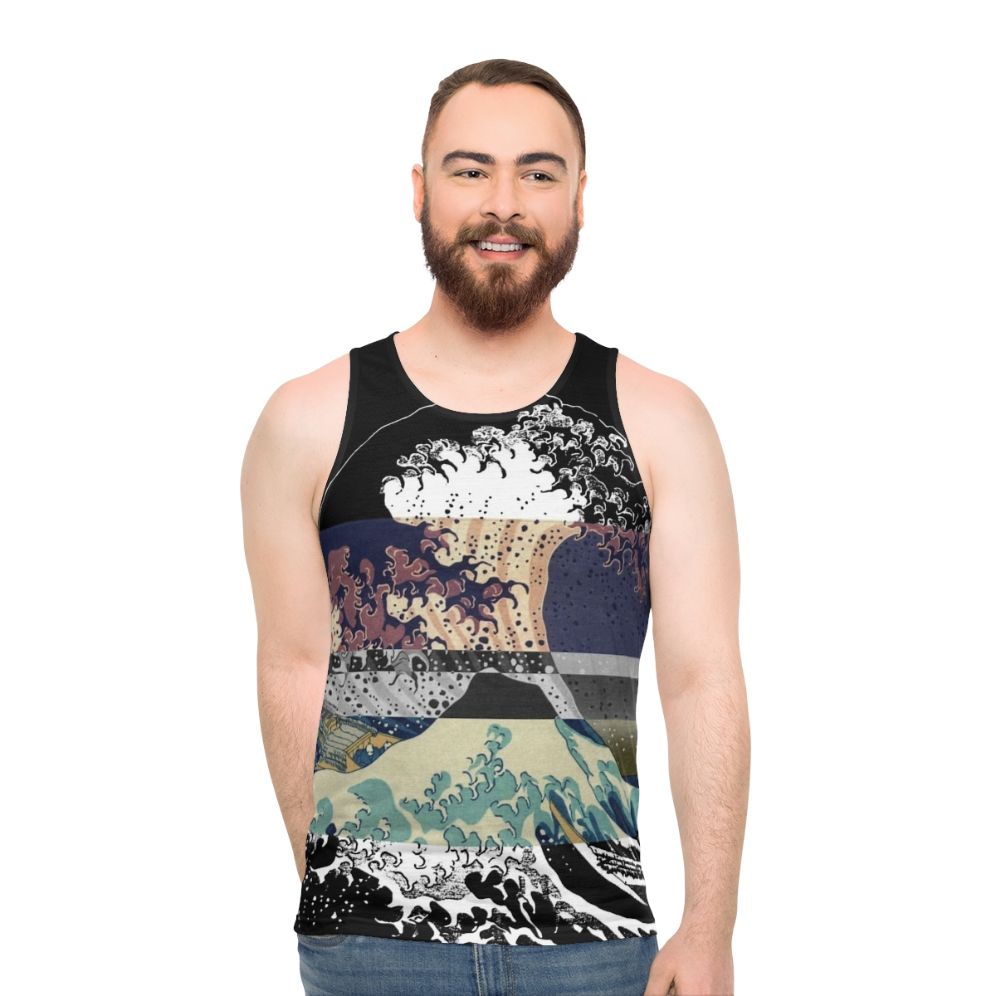 Unisex tank top featuring Hokusai's famous Great Wave print