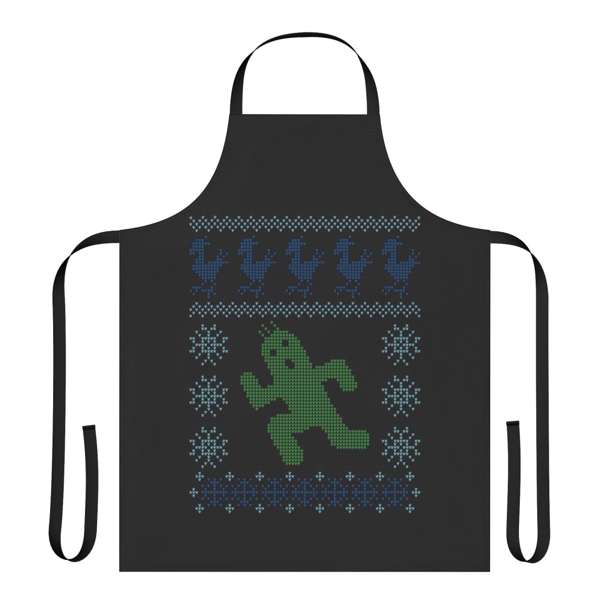A festive apron featuring a Christmas cactus design, perfect for the fantasy fan during the holiday season.