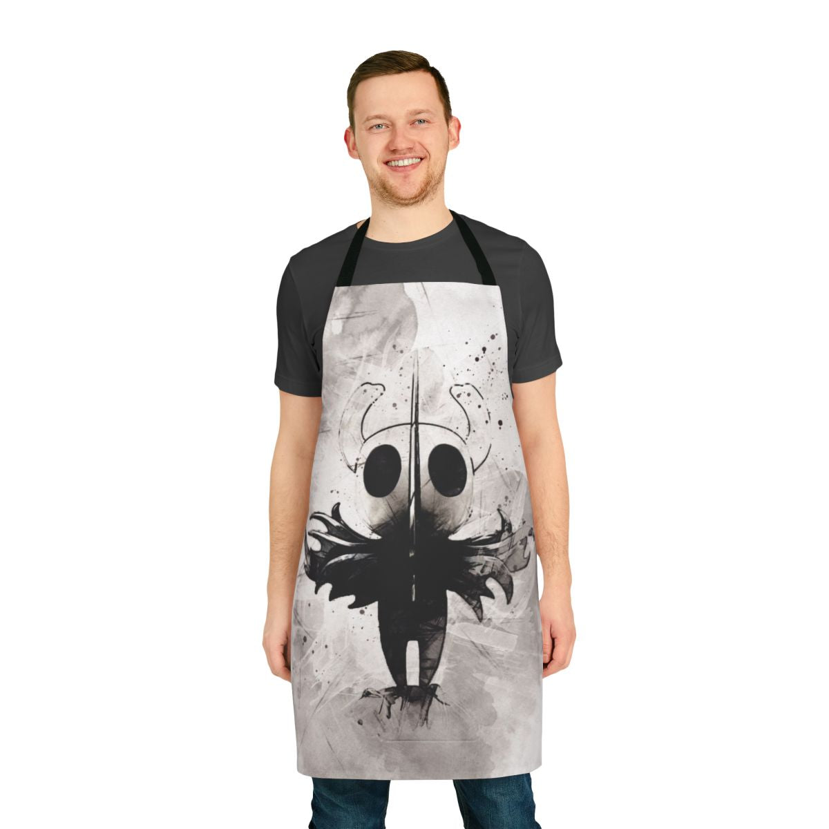 Hollow Knight inspired painting apron featuring watercolor-style artwork
