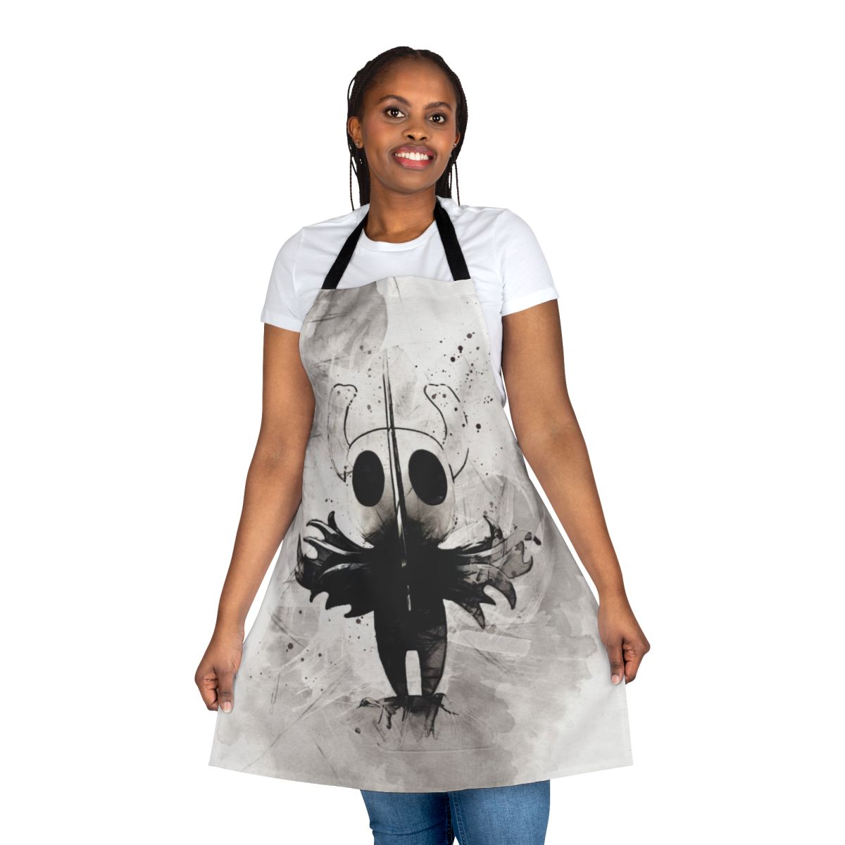 Hollow Knight inspired painting apron featuring watercolor-style artwork
