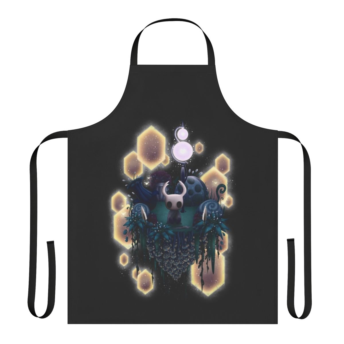 Hollow Knight Island Apron featuring characters and visuals from the popular video game.