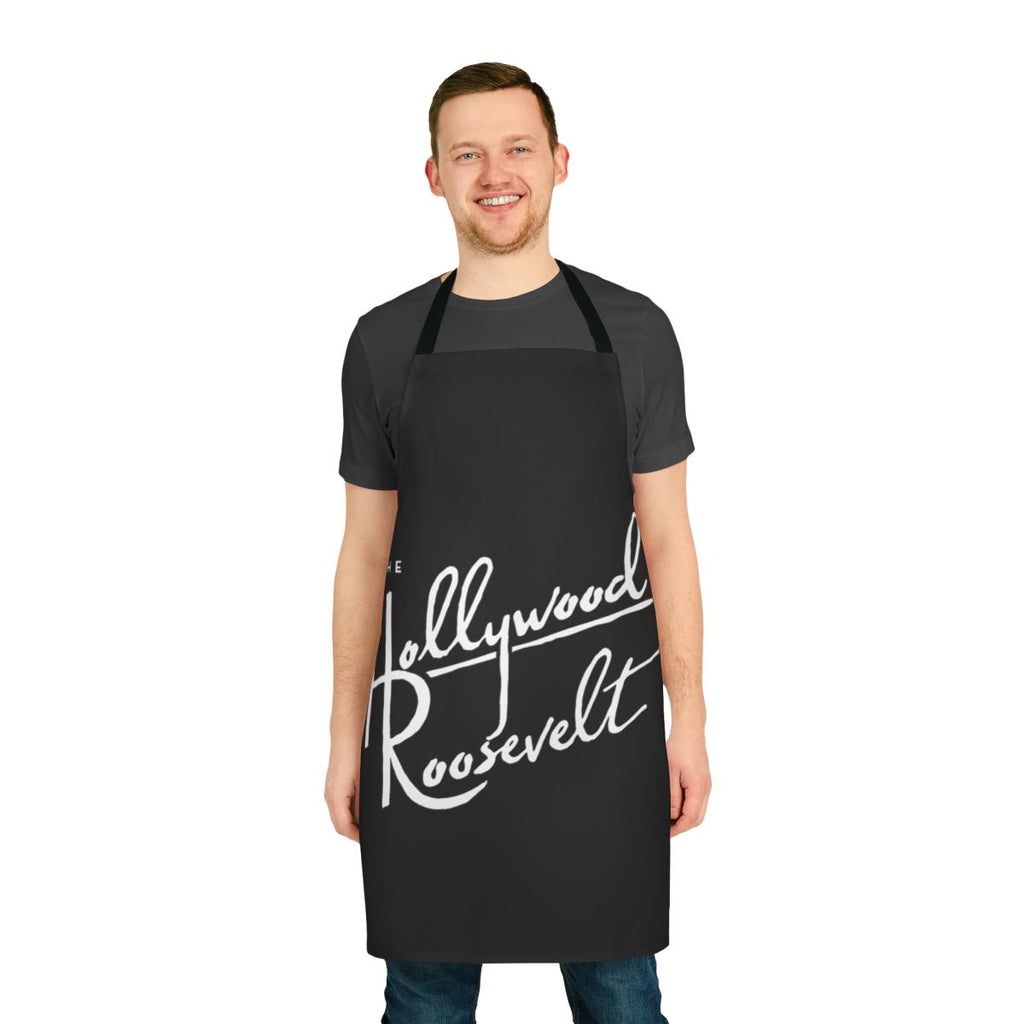 A high-quality t-shirt apron featuring the iconic Hollywood Roosevelt design