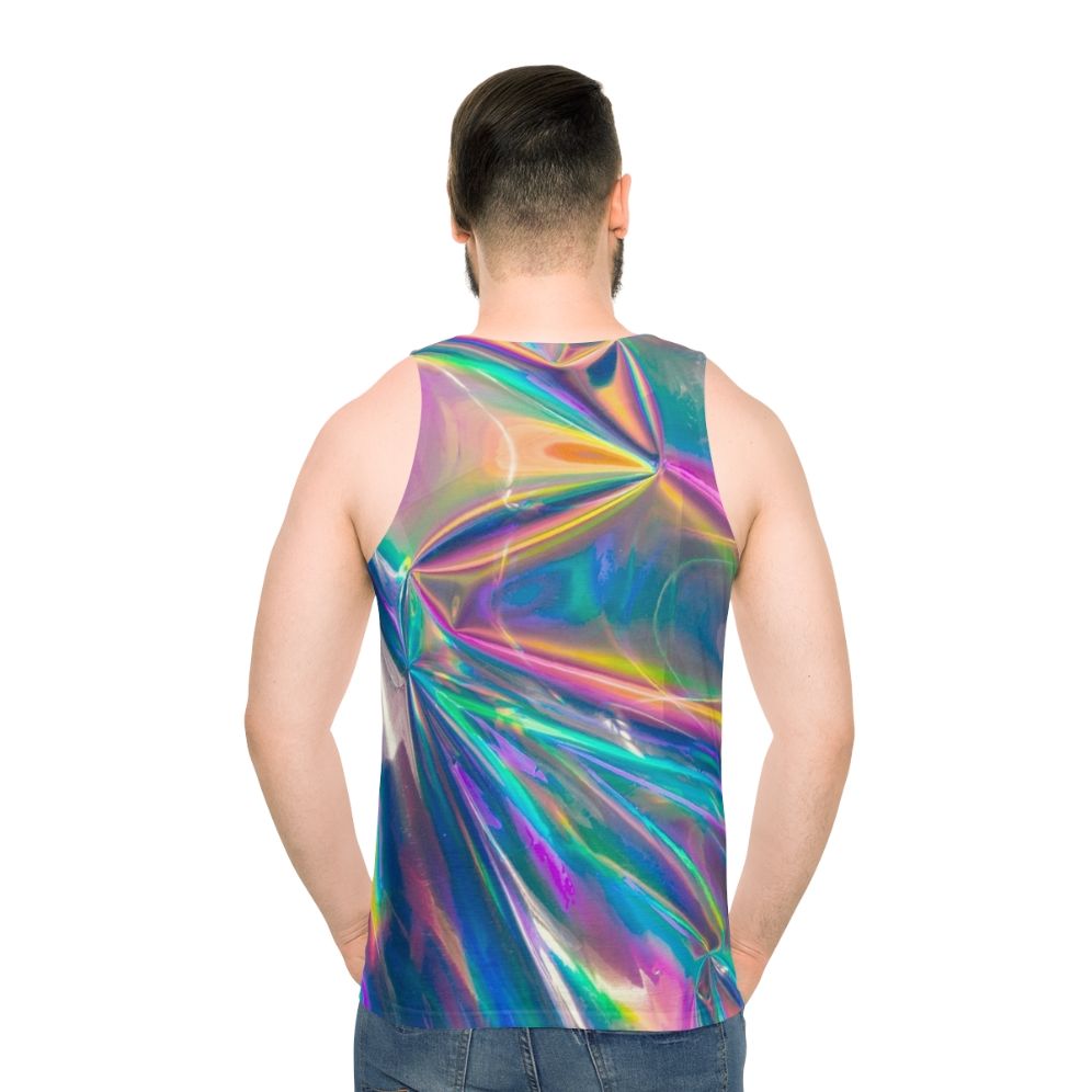 Holographic unisex tank top with vibrant, iridescent colors