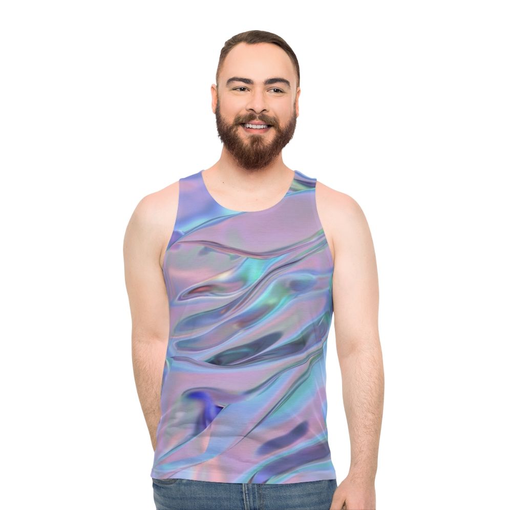 Holographic unisex abstract graphic design tank top