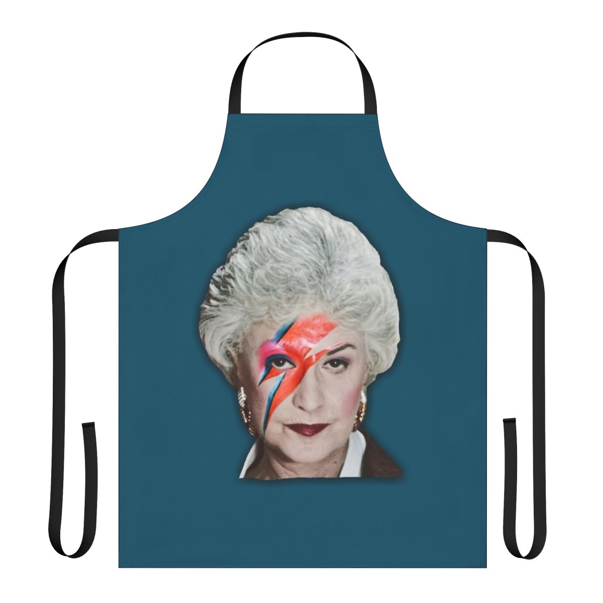 Colorful apron featuring a pop art-style illustration of Dorothy Zbornak from The Golden Girls