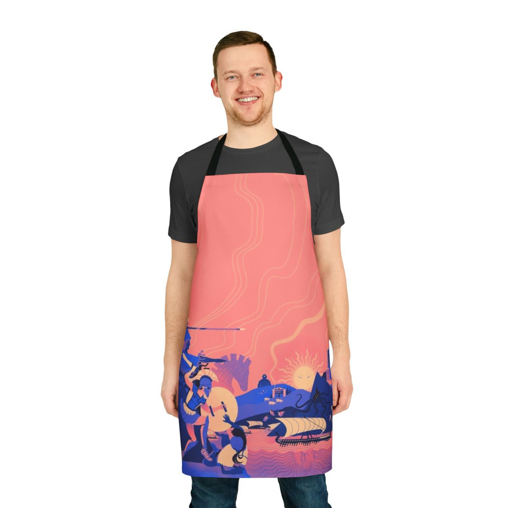 Homeric landscape design summer apron with ancient Greek motifs