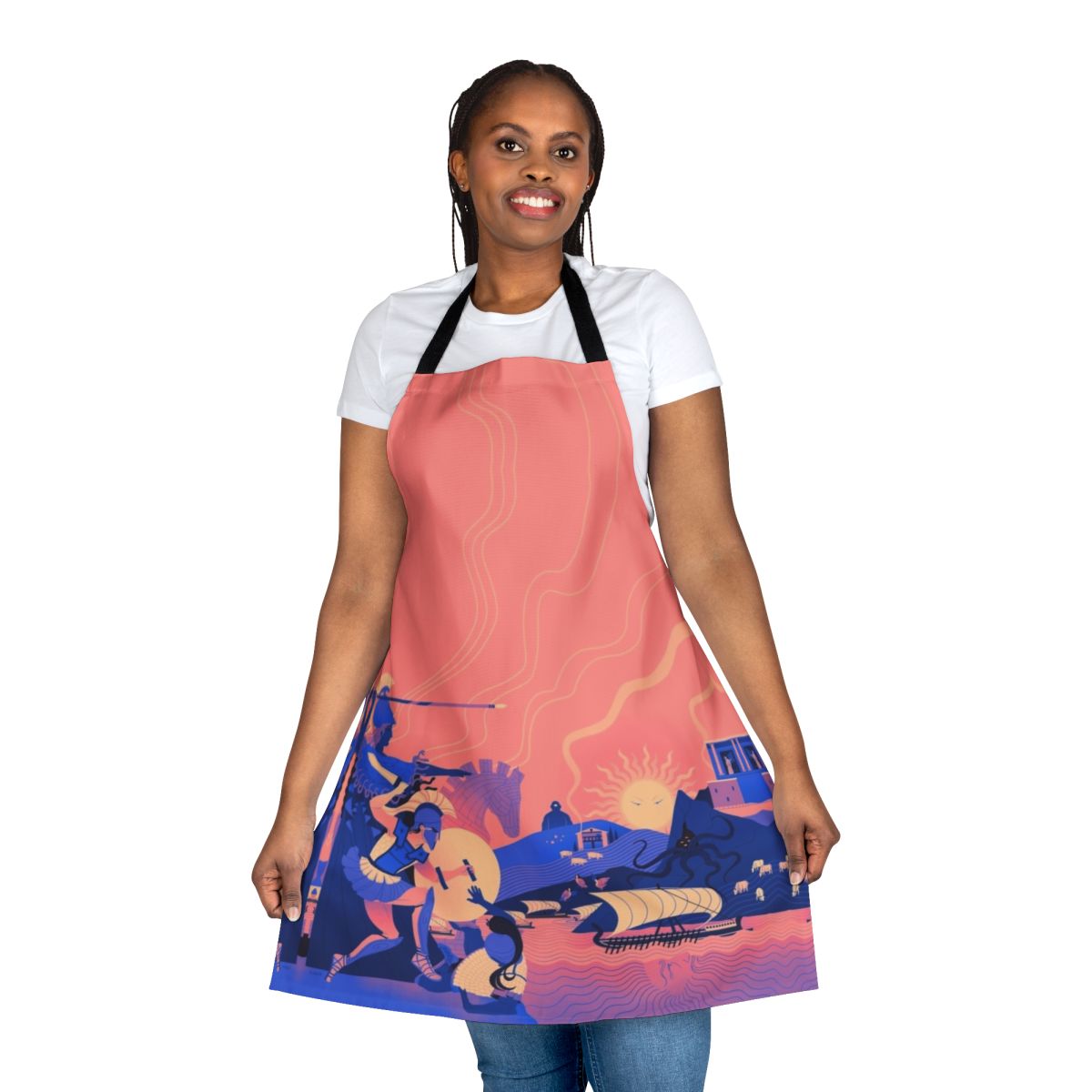 Homeric landscape design summer apron with ancient Greek motifs