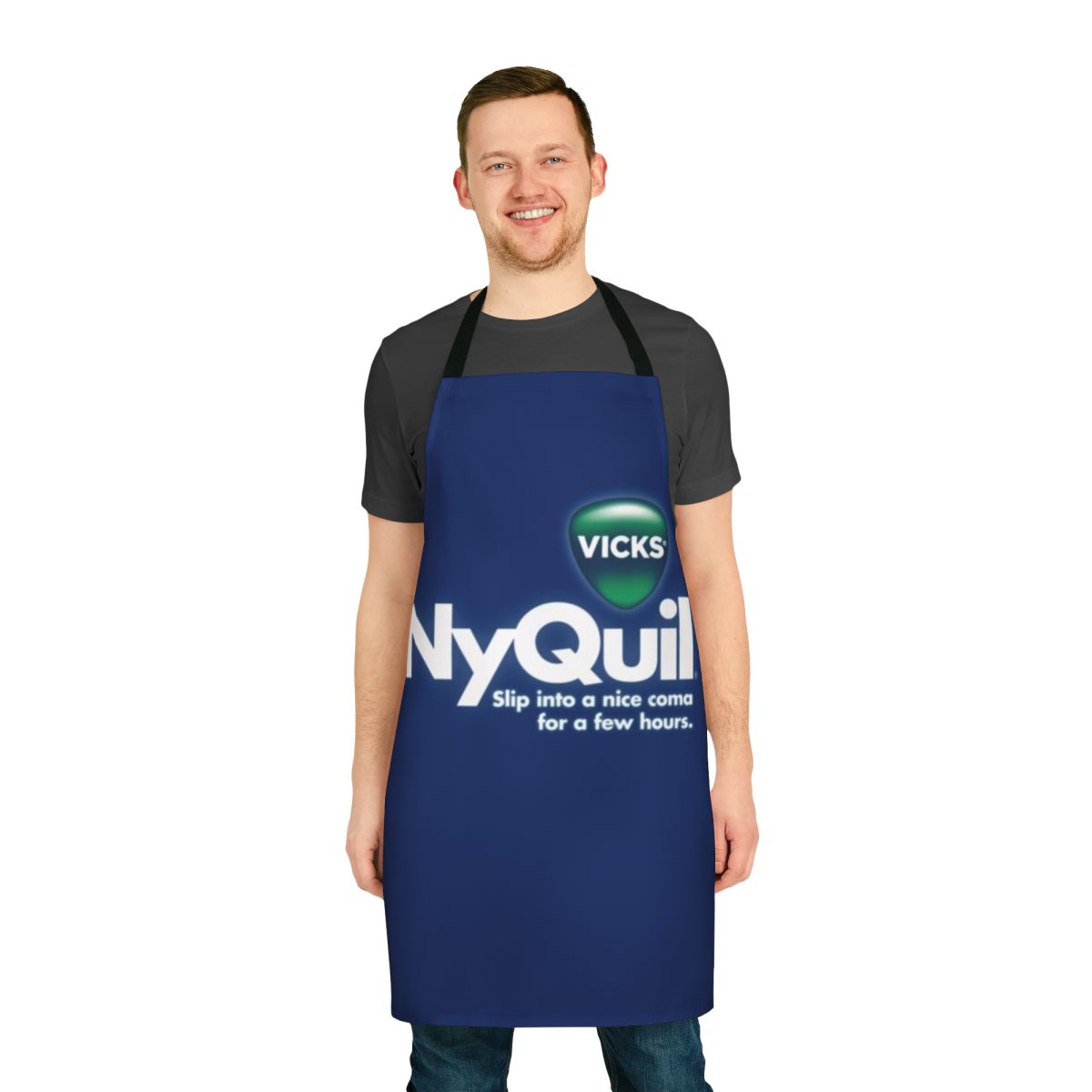Nyquil parody apron with "Honest" branding