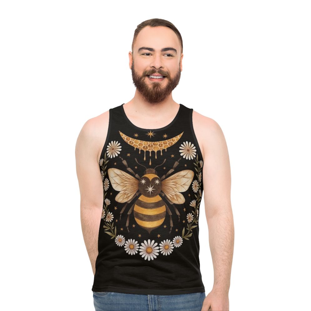 Honey Moon Unisex Tank Top with Floral and Bee Design