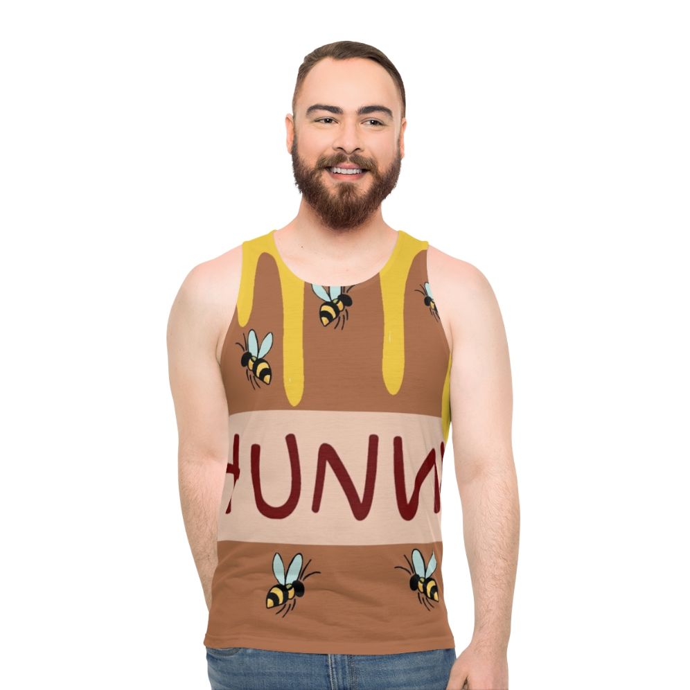Honey-themed unisex tank top with cute cartoon graphic