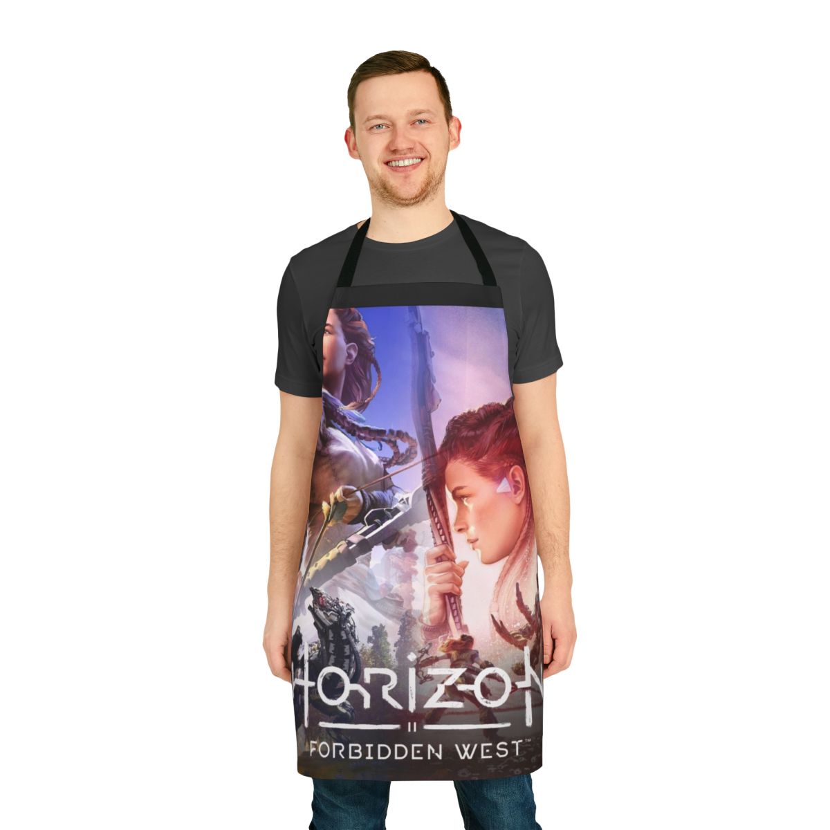 Horizon Forbidden West themed apron with game character Aloy