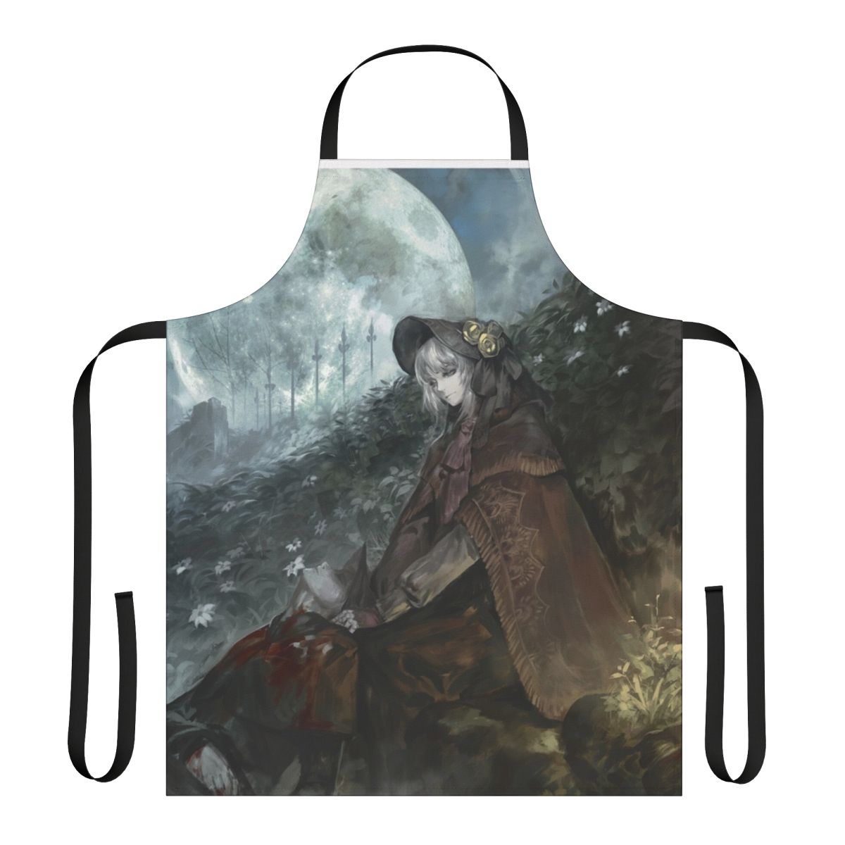 Doll-themed apron featuring imagery and design elements from the Bloodborne video game franchise