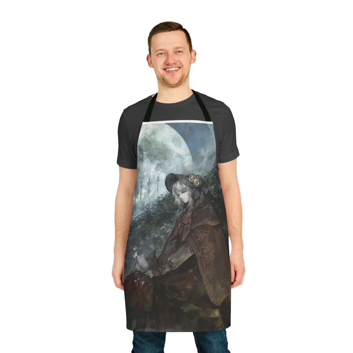 Doll-themed apron featuring imagery and design elements from the Bloodborne video game franchise