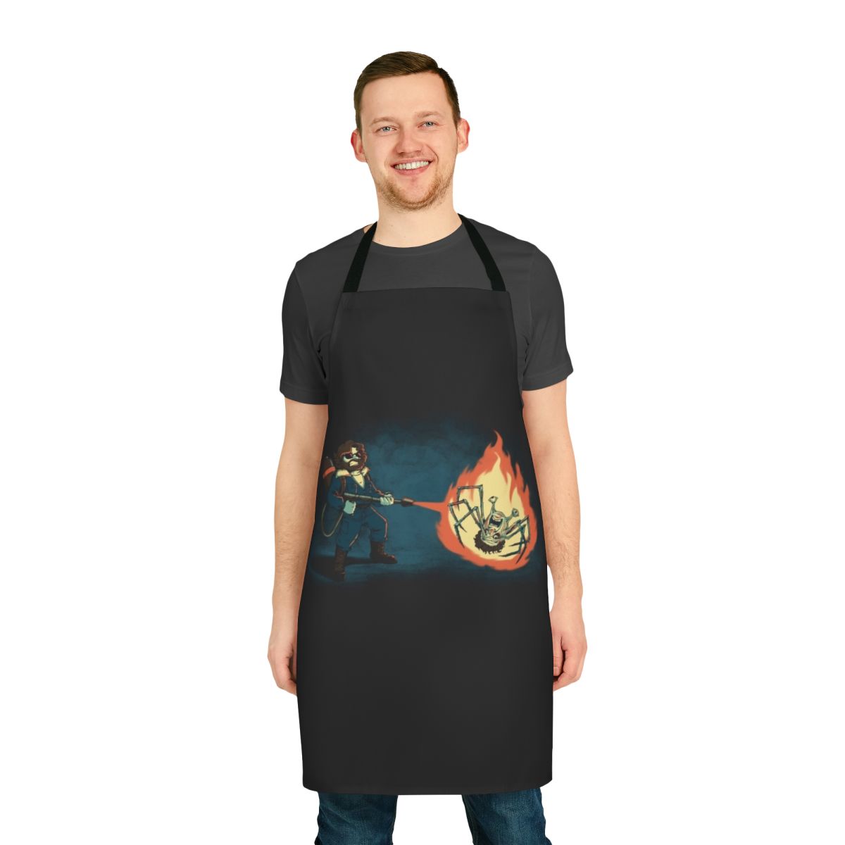 Apron with the "Kill It With Fire" design, inspired by the horror film "The Thing" by John Carpenter.