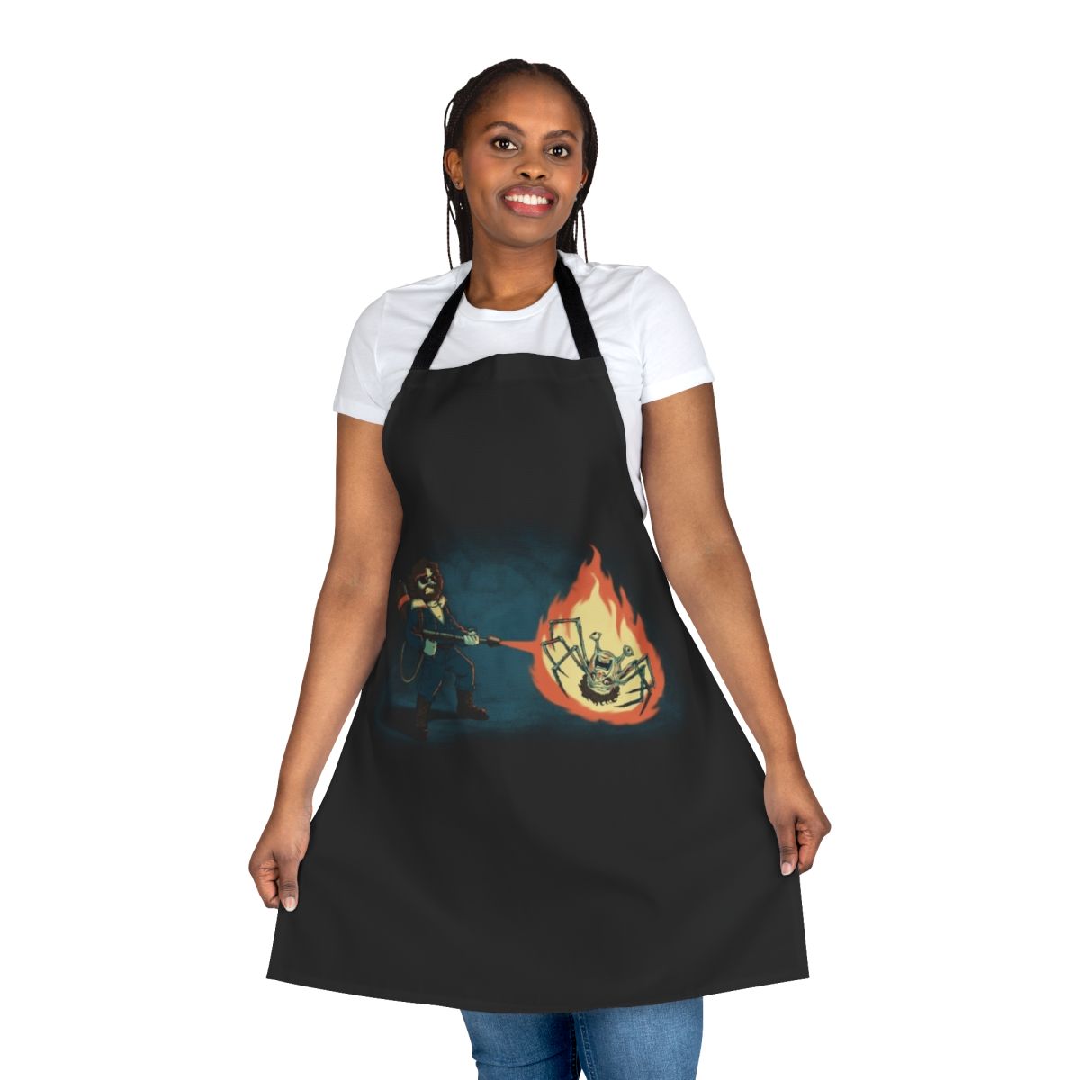 Apron with the "Kill It With Fire" design, inspired by the horror film "The Thing" by John Carpenter.