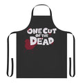 Horror comedy-themed kitchen apron featuring zombie and bloody design, inspired by the movie One Cut of the Dead