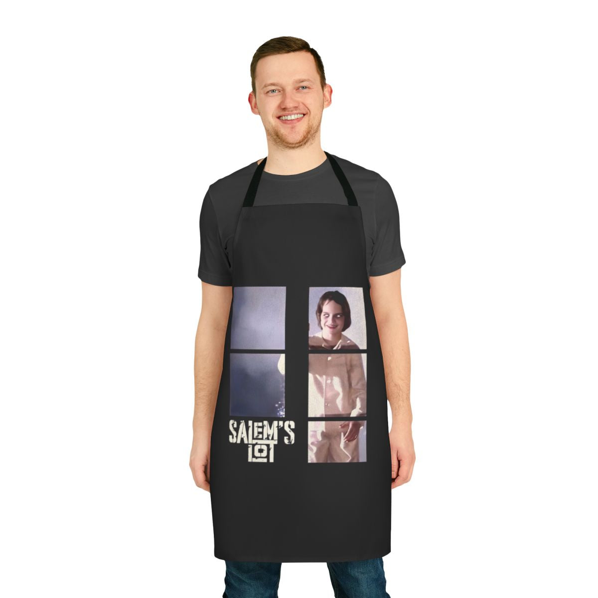 Horror movie inspired apron with the iconic window scene from Salem's Lot