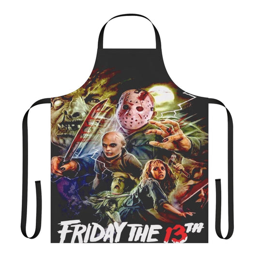 Horror movie-themed kitchen apron with Jason Voorhees design