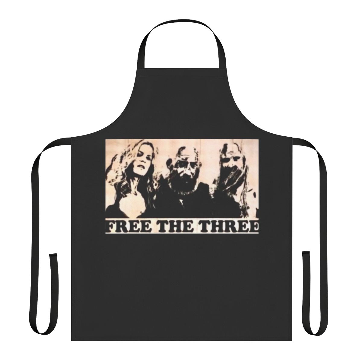 A stylish and horror-themed apron inspired by the cult classic film "3 from Hell" by Rob Zombie.