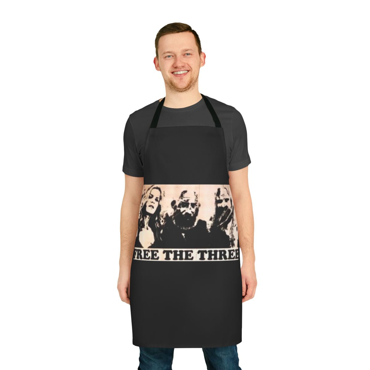 A stylish and horror-themed apron inspired by the cult classic film "3 from Hell" by Rob Zombie.