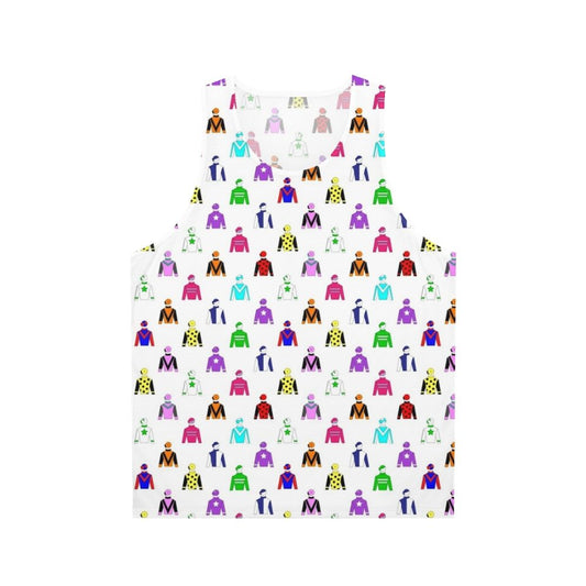 Unisex tank top featuring the vibrant colors of jockey silks