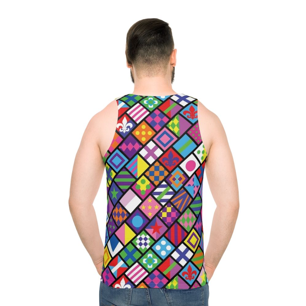 Colorful horse racing unisex tank top with jockey silks design