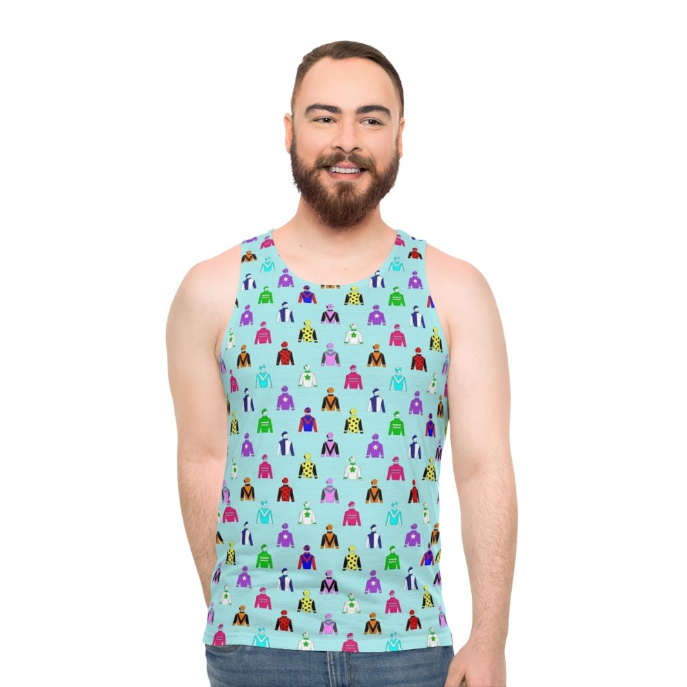 Horse racing jockey silks unisex tank top with colorful pattern
