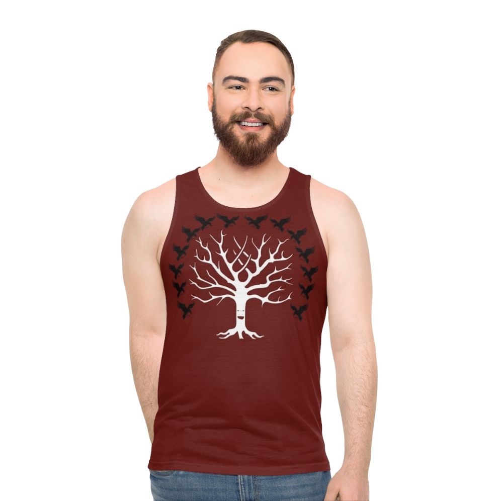 House Blackwood Unisex Tank Top featuring a direwolf sigil design