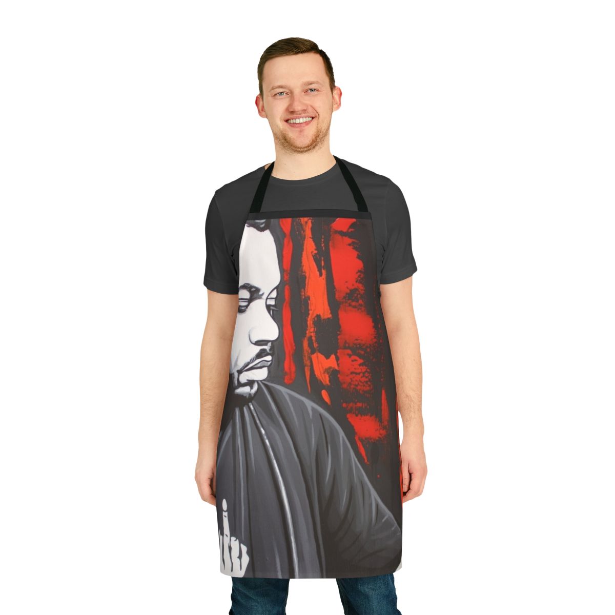 House music-themed kitchen apron with Derrick Carter-inspired graphics