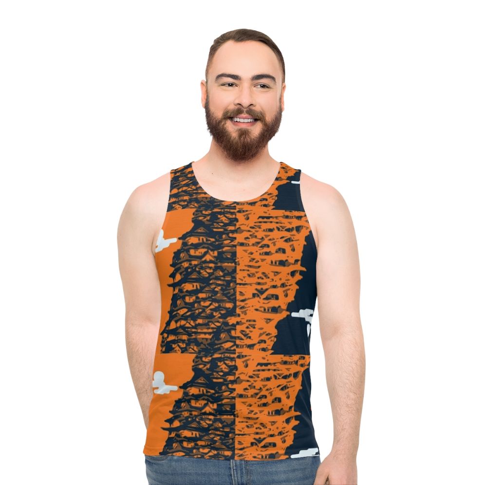Houses Unisex Tank Top with Asian-Inspired Pattern