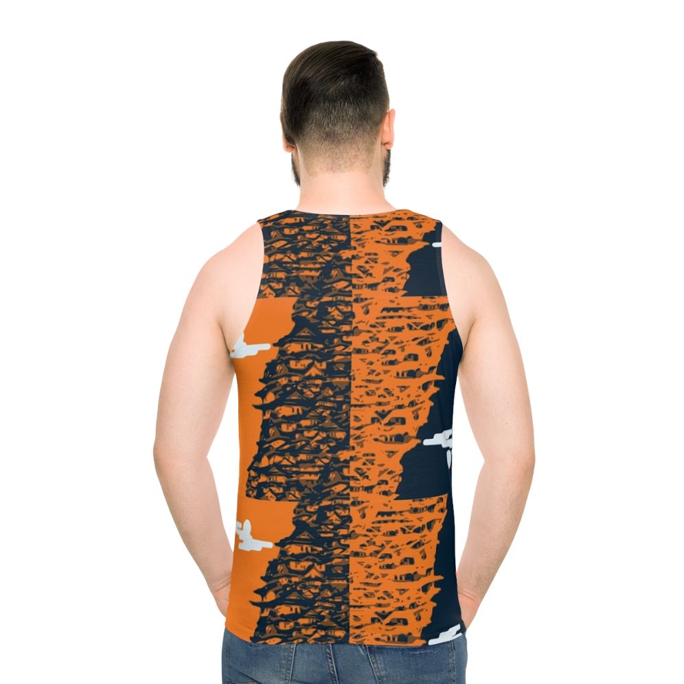 Houses Unisex Tank Top with Asian-Inspired Pattern