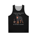 Hovawart dog lover wearing a funny dog and wine unisex tank top
