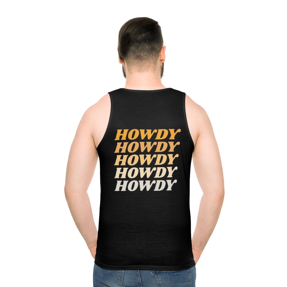 Howdy unisex tank top with western and cowboy design