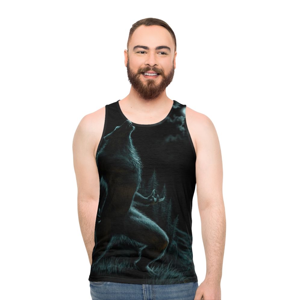 Howling werewolf unisex horror tank top