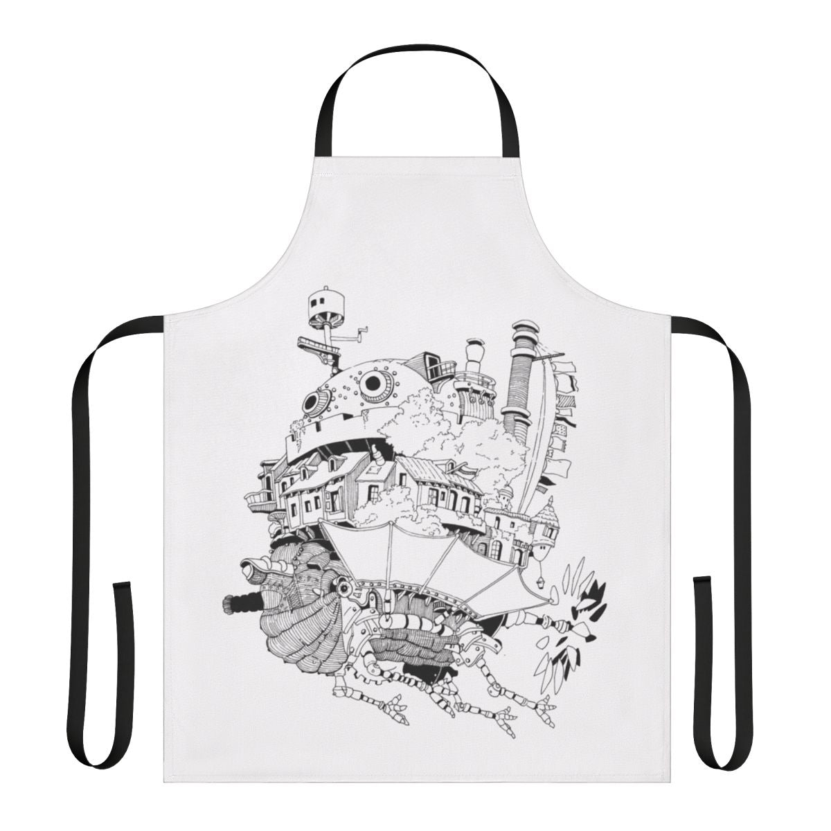 Howl's Moving Castle inspired apron with anime artwork and characters