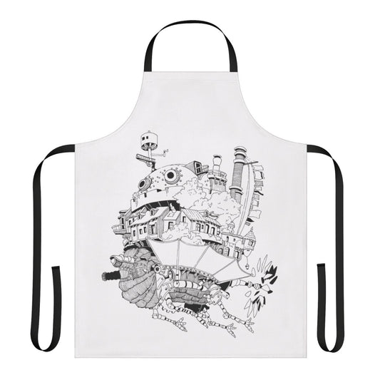 Howl's Moving Castle inspired apron with anime artwork and characters