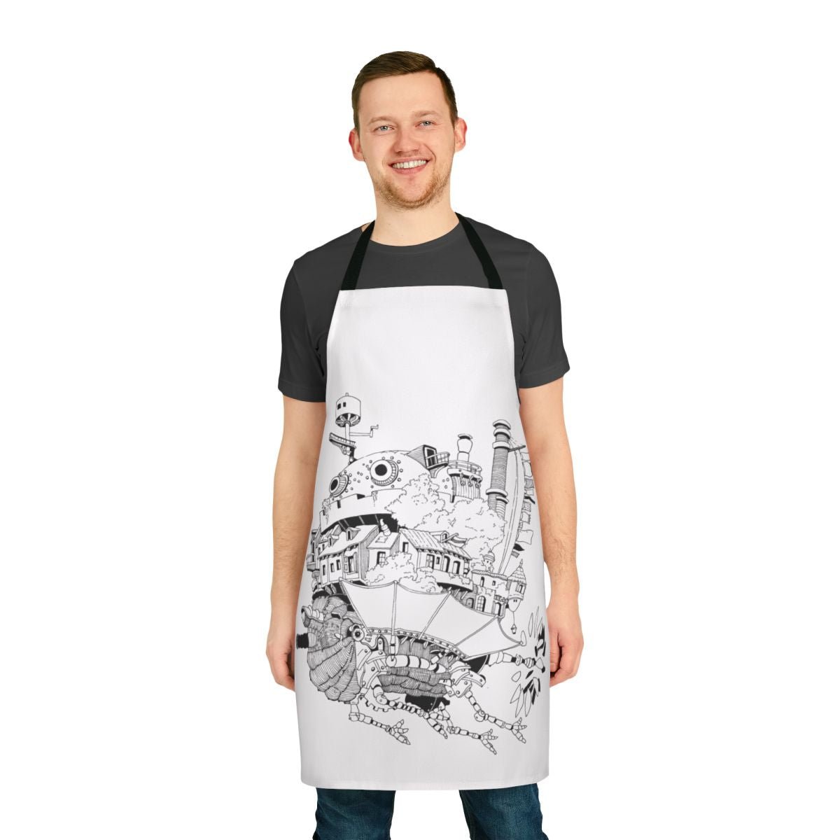 Howl's Moving Castle inspired apron with anime artwork and characters