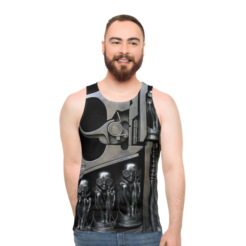 HR Giger inspired sculpture unisex tank top