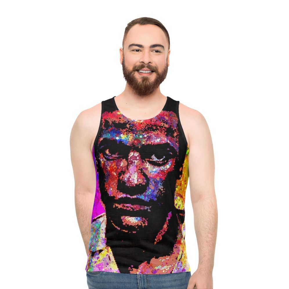 Huey P Newton portrait on unisex black tank top