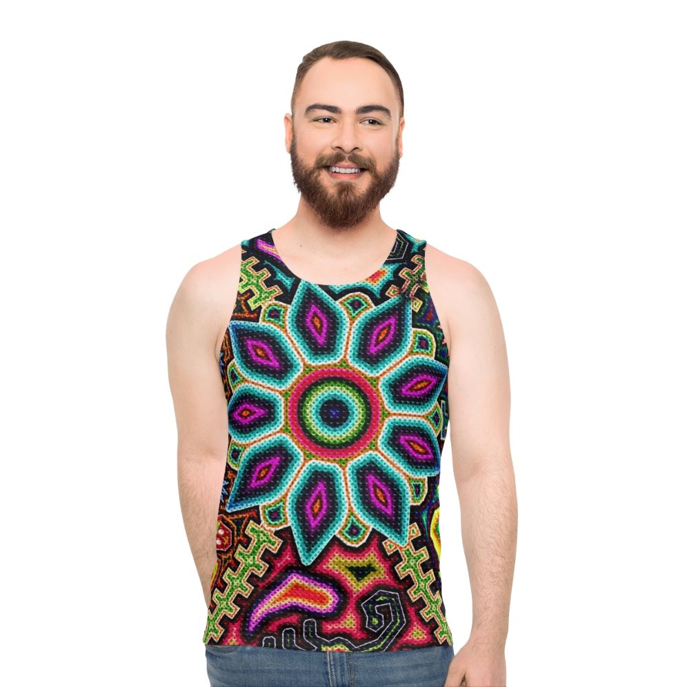 Huichol art Mexico unisex tank top