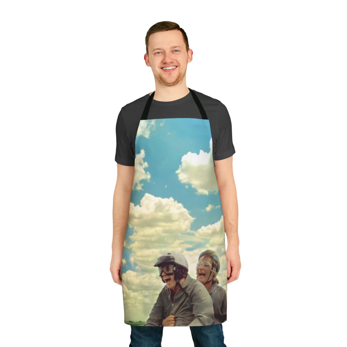 Vintage-style comedy apron featuring a retro design inspired by the 1990s movie Dumb and Dumber