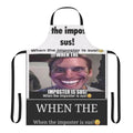 Apron with "When Impostor Is Sus" text and Among Us-inspired design