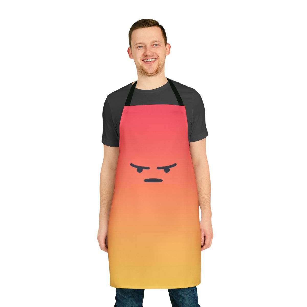 Angry React-themed apron with humorous design