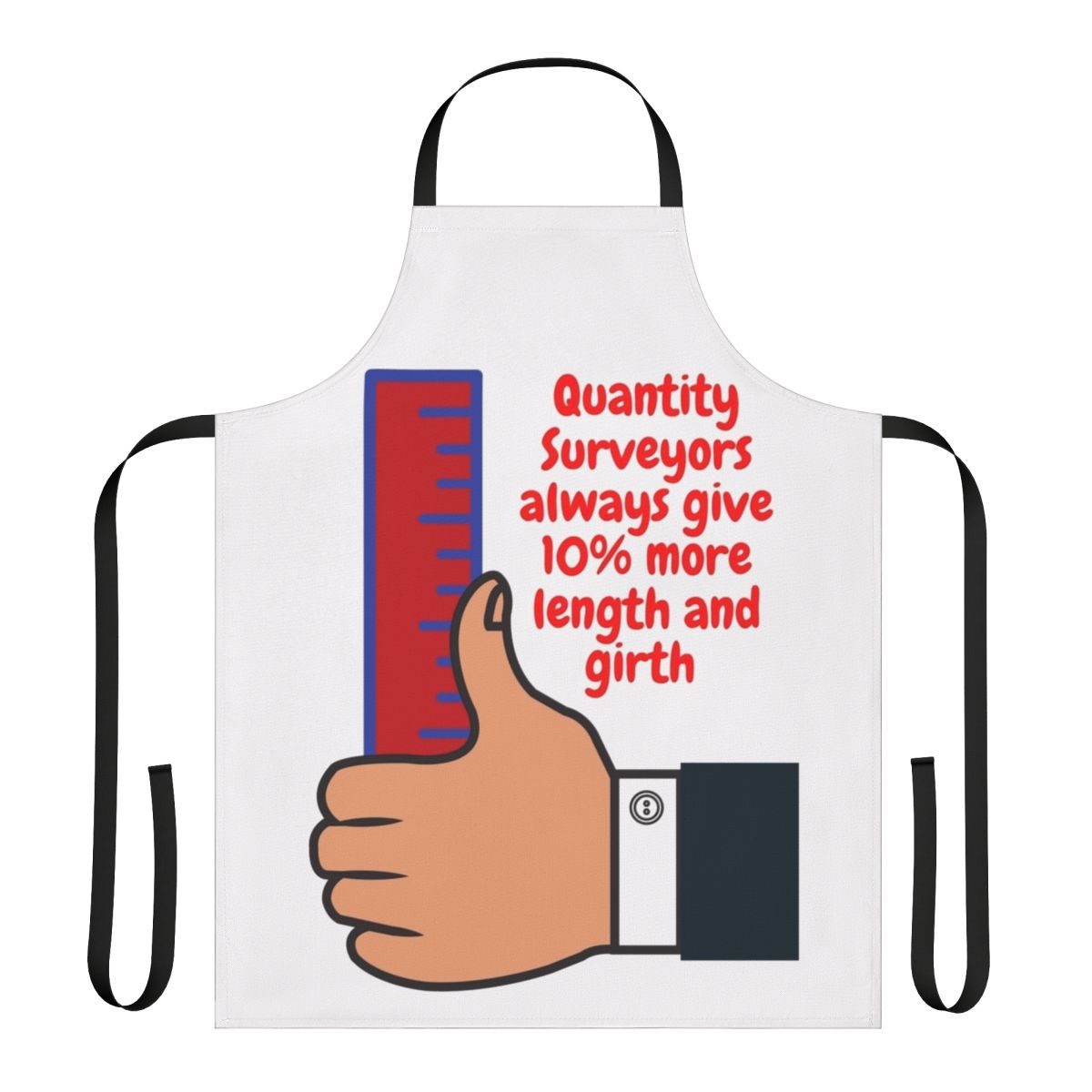 Quantity surveyor apron with a funny design, ideal for construction professionals