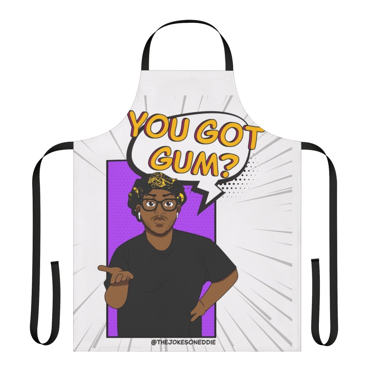 Funny apron with "You Got Gum" joke design