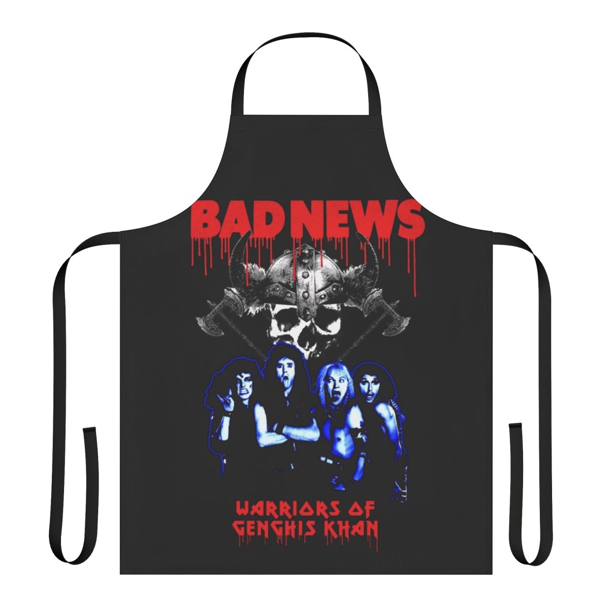 Funny 'Bad News' themed apron with heavy metal music parody design